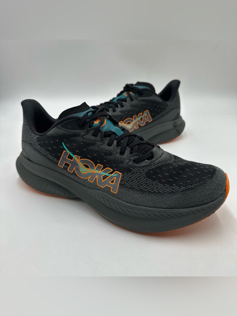HOKA Mach 6 Men’s Running Shoes Size 13D Black Electric Tangerine 1147790 BKLC